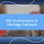 My Involvement in Heritage Festivals