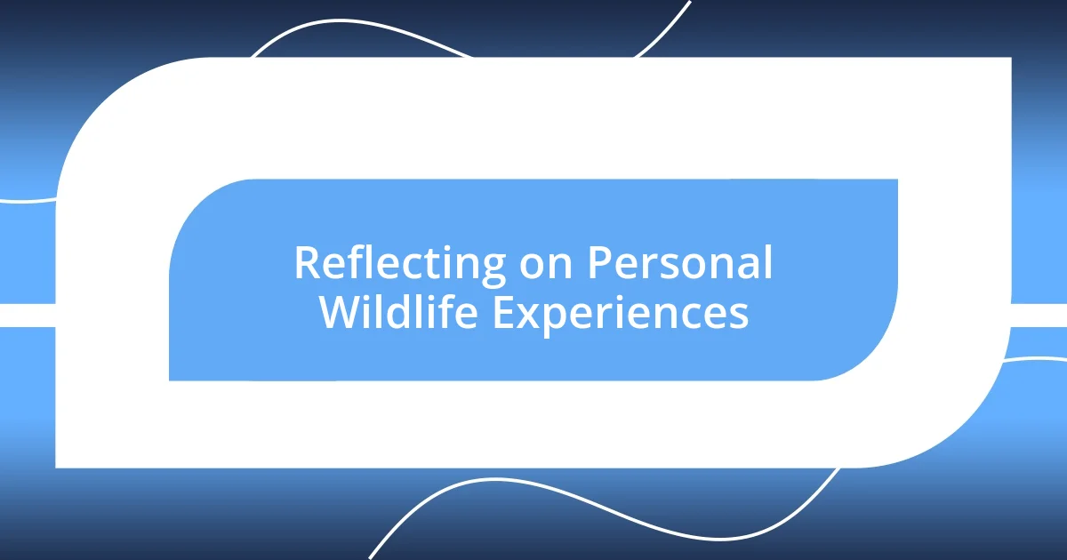 Reflecting on Personal Wildlife Experiences